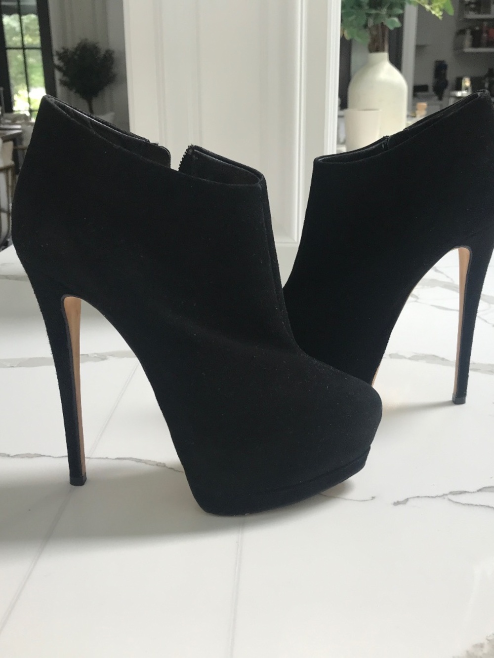 Giuseppe Zanotti Black Suede Stiletto Ankle Booties Sz 37